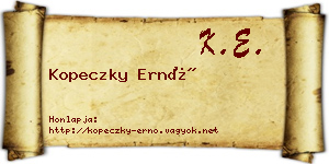 Kopeczky Ernő névjegykártya