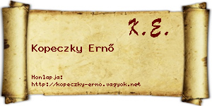 Kopeczky Ernő névjegykártya